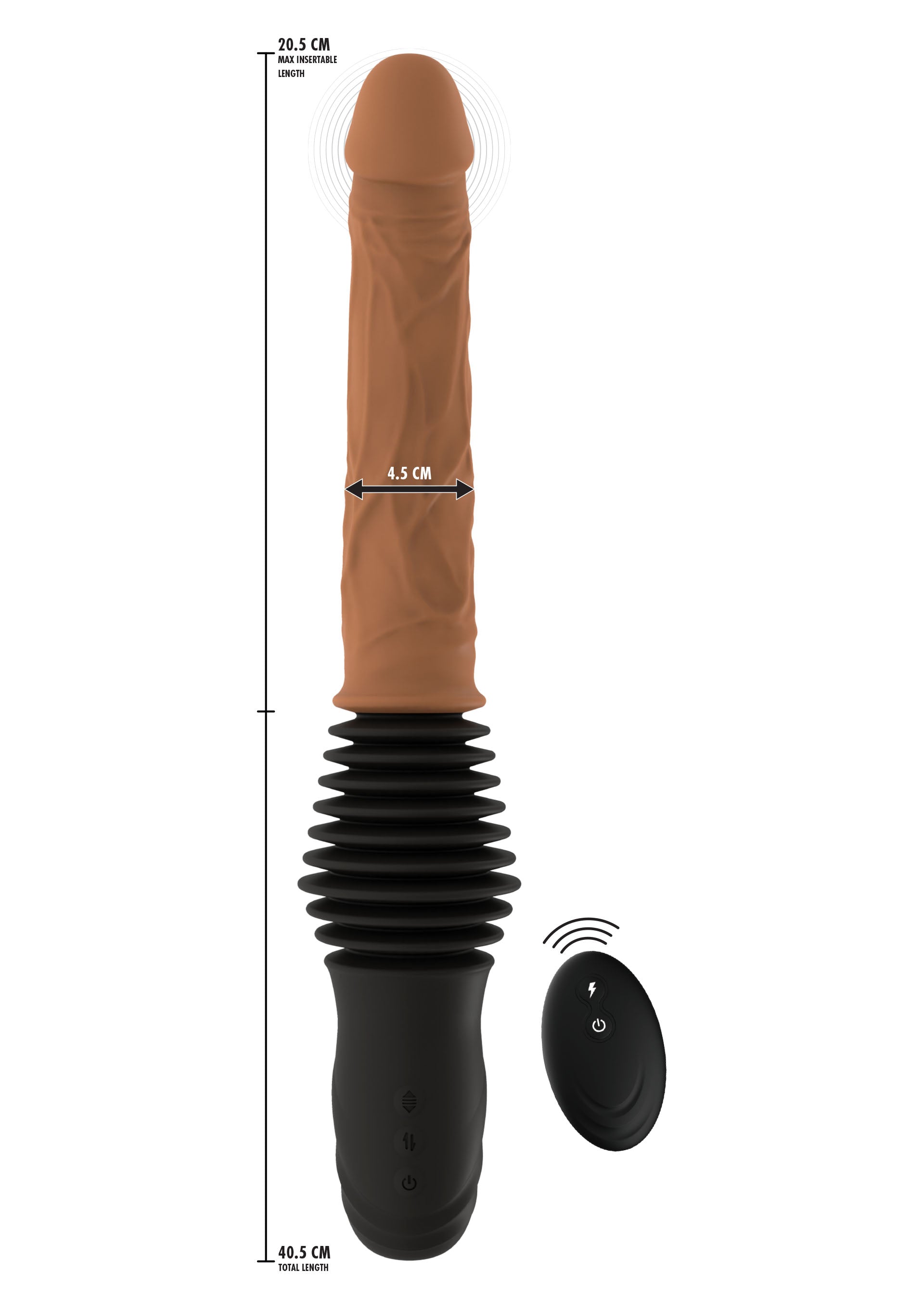 Vibrator realist cu dubla impingere Inferno Hidden Desire natural, infografic dimensiuni 40.5 cm lungime totala, 20.5 cm insertabil, 4.5 cm diametru