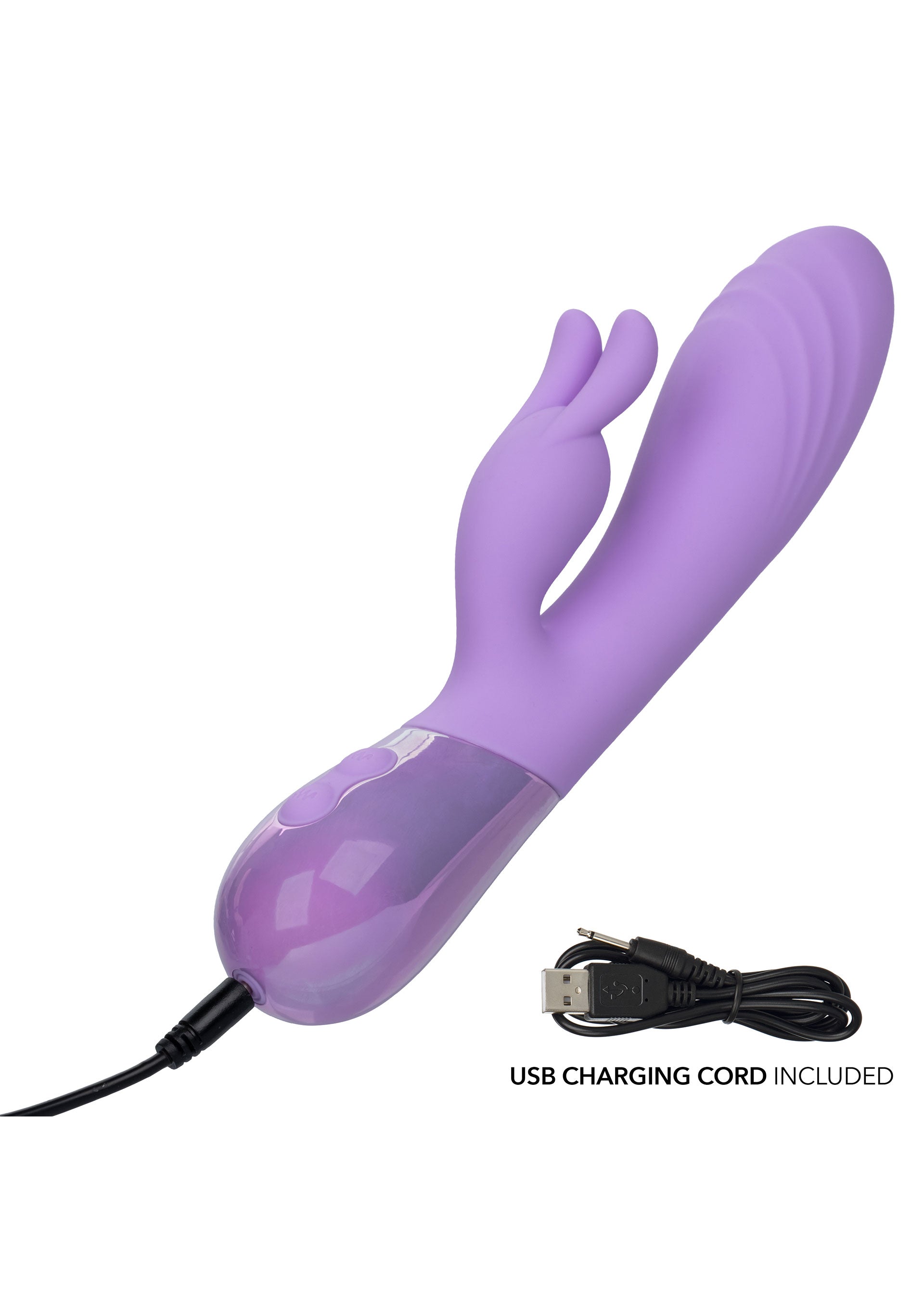 Vibrator rabbit Dual Bunny Aura CalExotics mov, detaliu port de incarcare USB