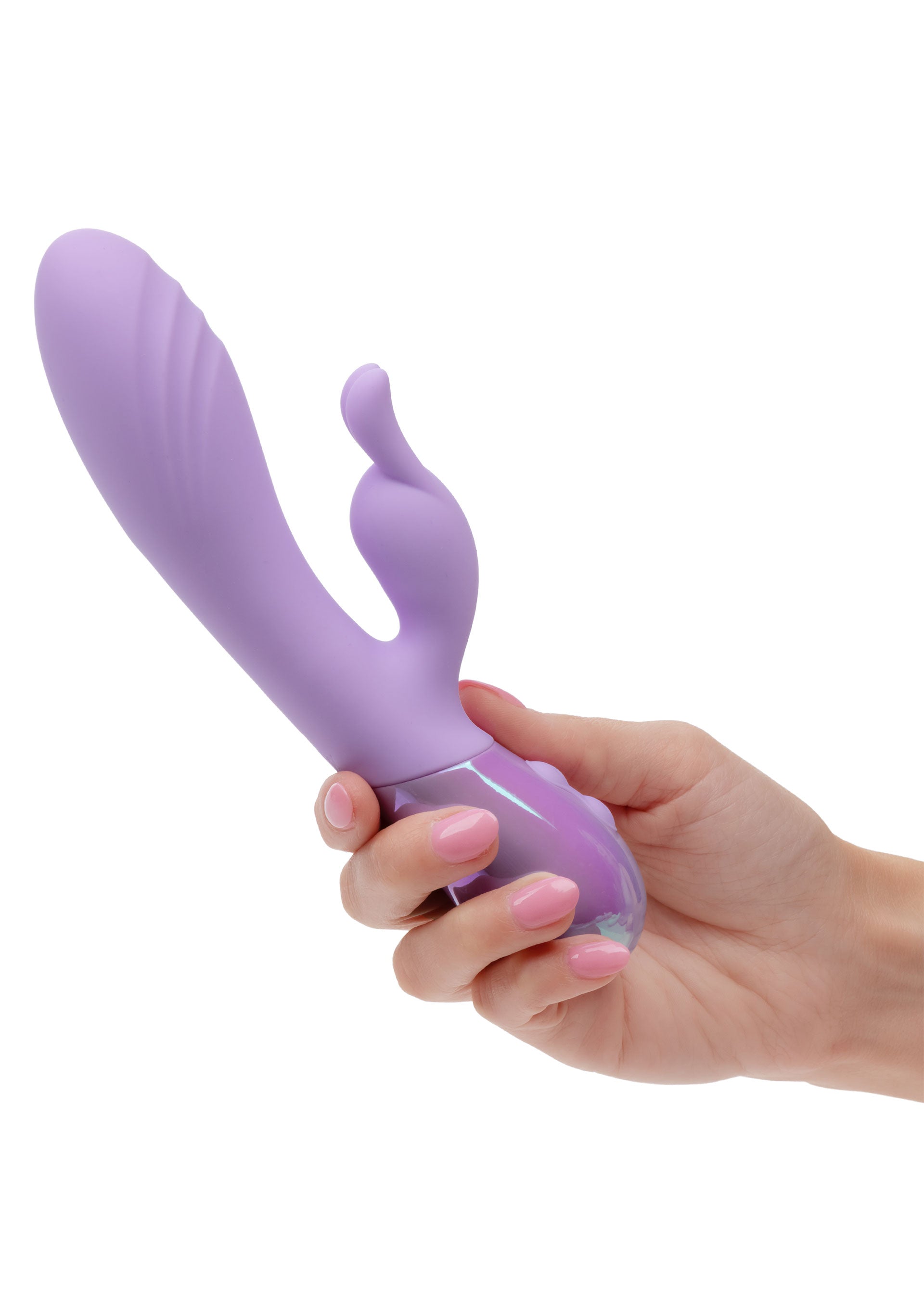 Vibrator rabbit Dual Bunny Aura CalExotics mov, dimensiuni comparative