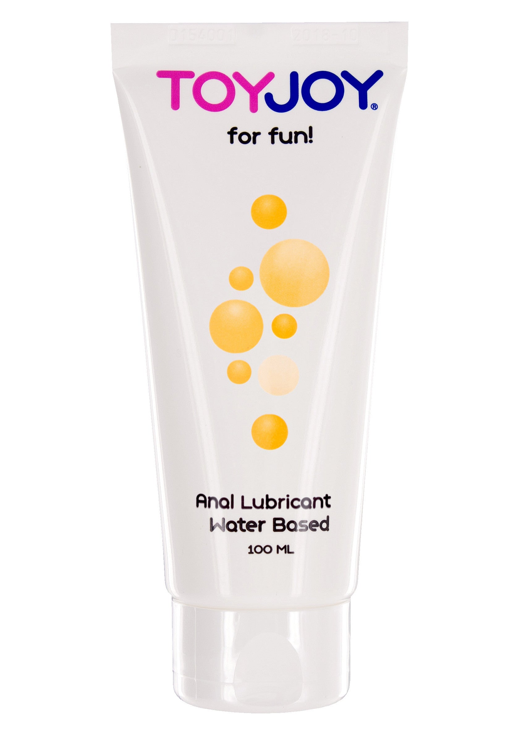 Lubrifiant anal pe baza de apa ToyJoy 100 ml, tub alb cu baloane galbene
