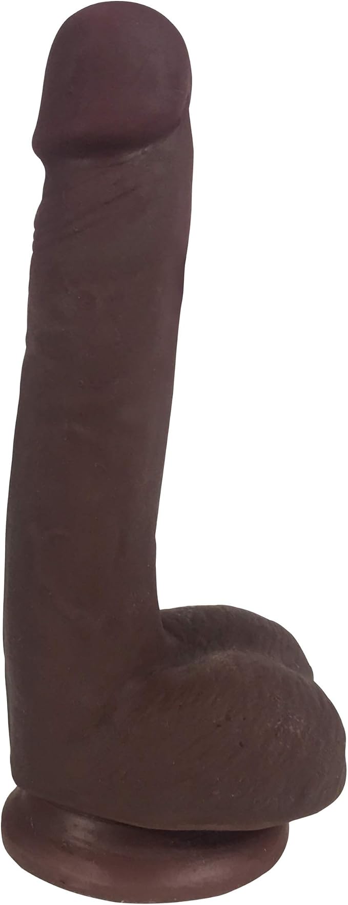 Dildo fin cu testicule Easy Riders by Curve, maro, vedere completa cu baza ventuza