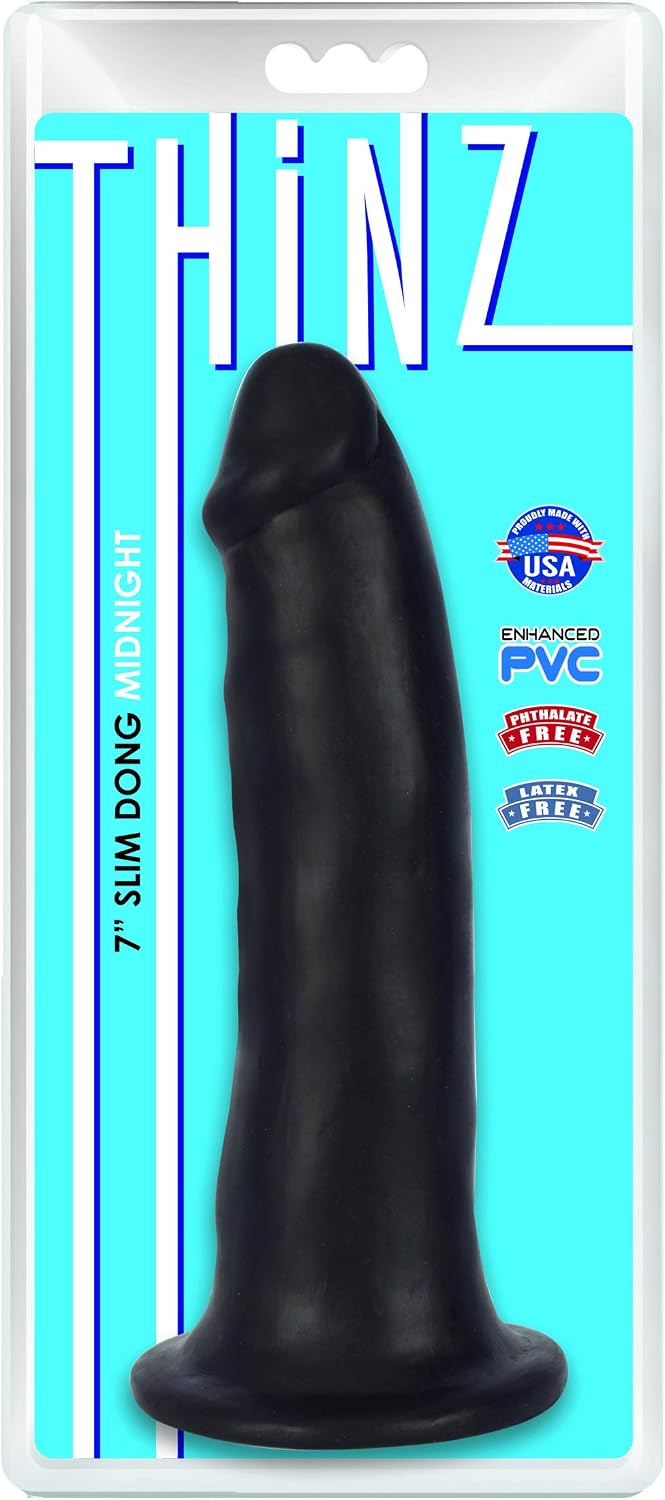Dildo fin Thinz 7 inch by Curve, negru, cutia originala 7 inch Slim Dong Midnight