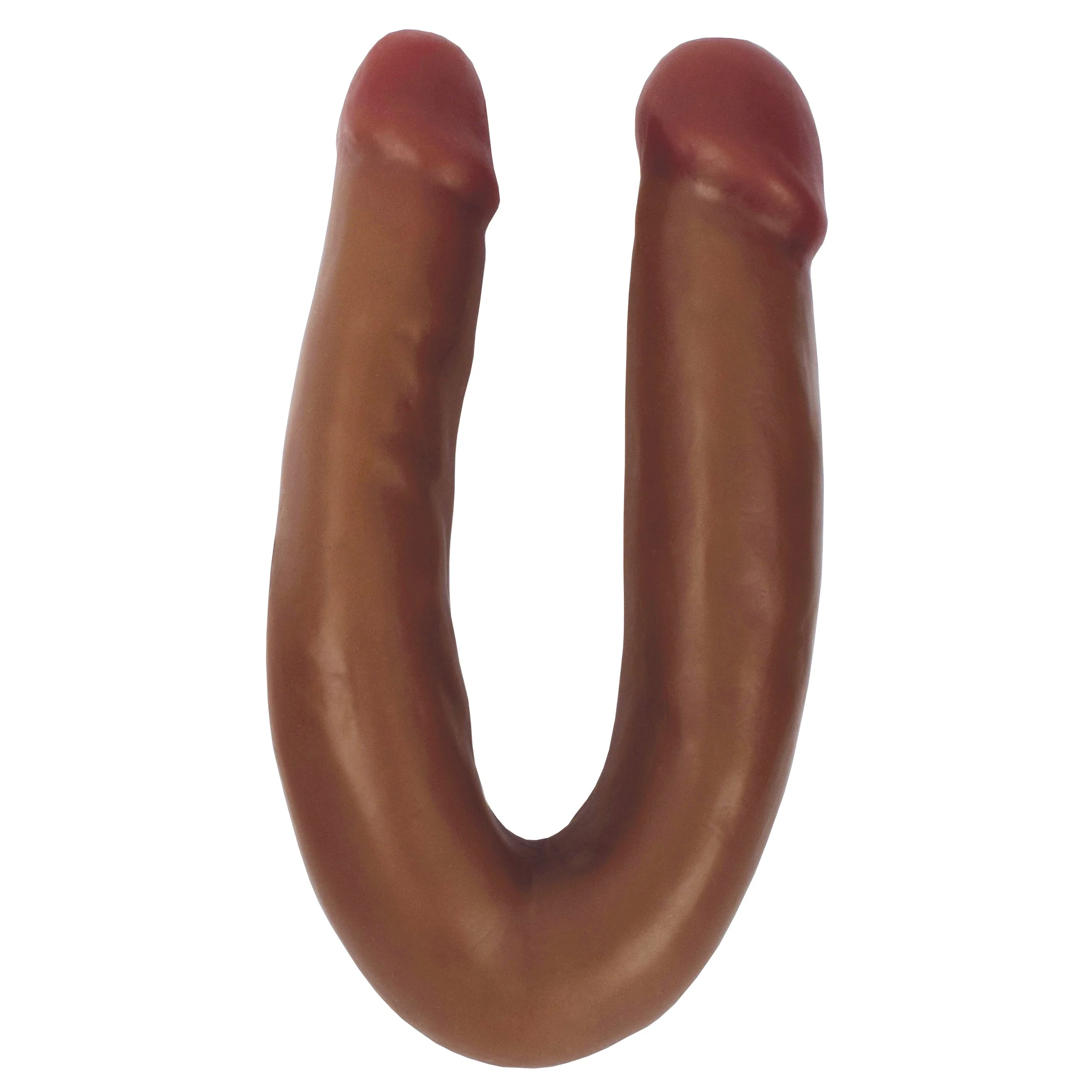 Dildo dublu fin Thinz Double Dipper by Curve, maro, forma U completa cu doua capete