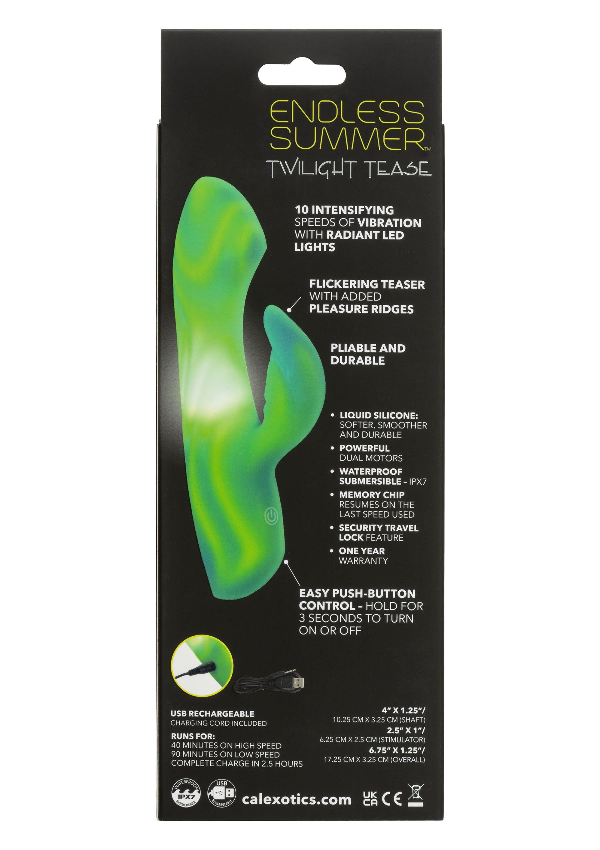 Vibrator Rabbit Twilight Tease by CalExotics Endless Summer, verde, vedere 3