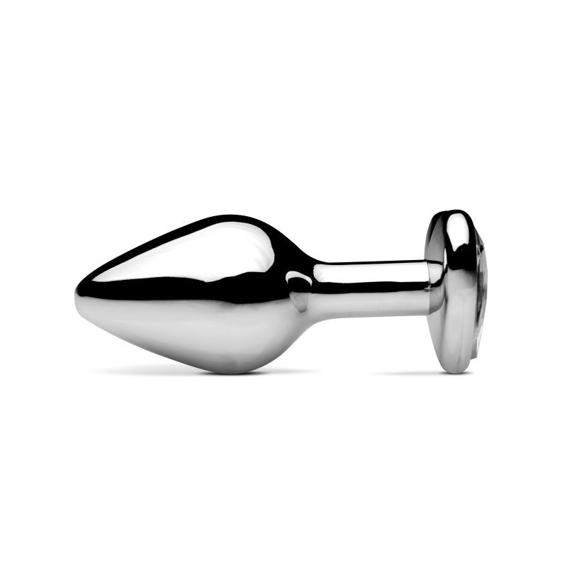 Plug anal metalic Heart Jewel transparent, profil lateral complet
