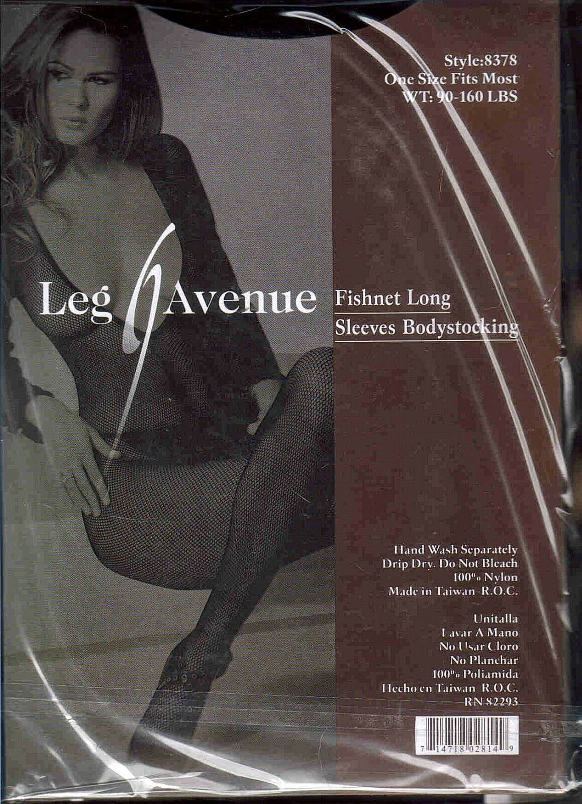Leg Avenue bodystocking fishnet negru marime universala vedere completa