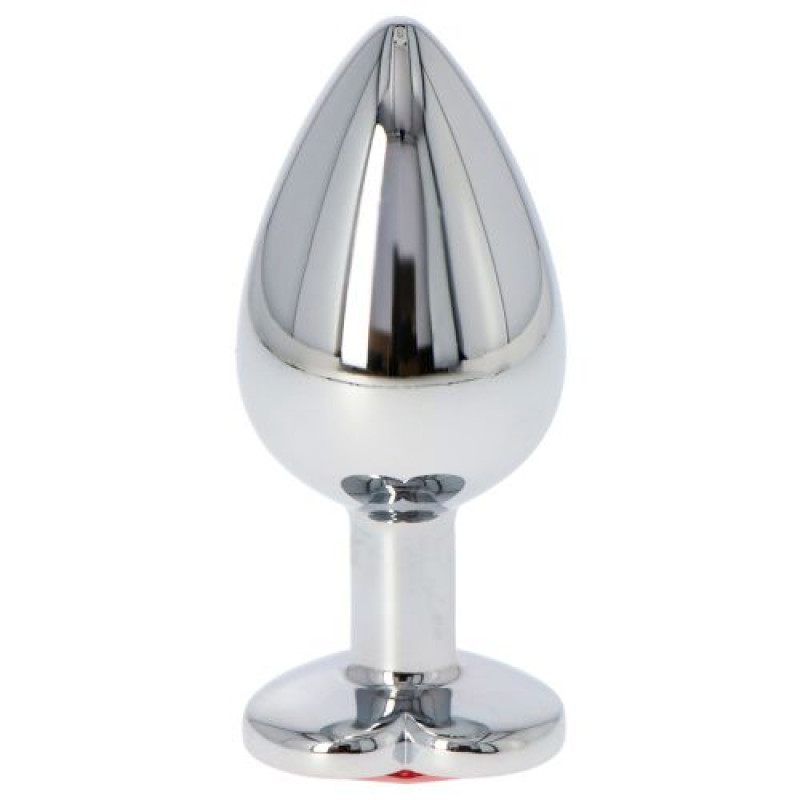 Plug anal metalic Heart Jewel rosu, vedere verticala completa