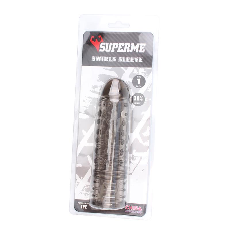 Prelungitor penis Swirls Grey Chisa Novelties - curatare si intretinere TPE