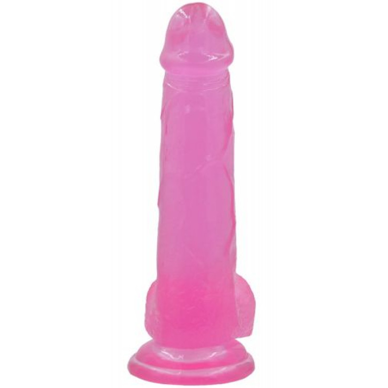 Dildo Jelly Pink Roz Large Lovetoy - material TPE moale flexibil culoare roz