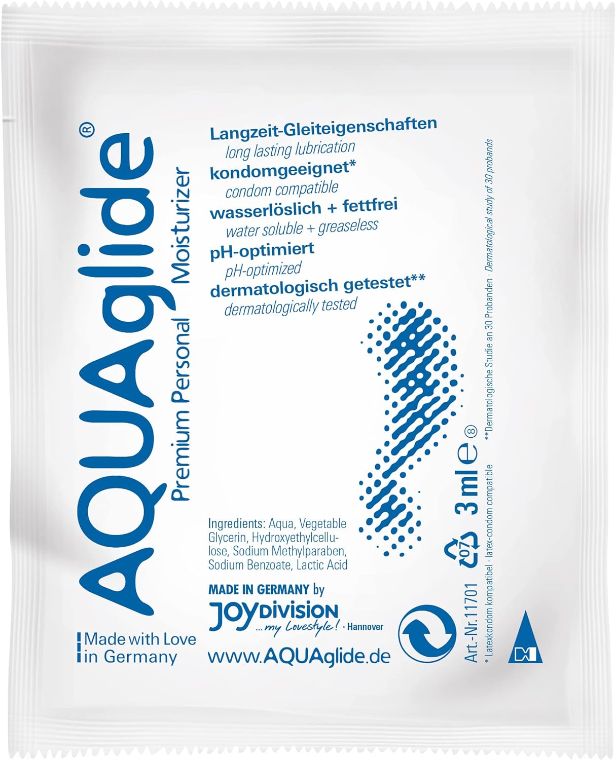 AQUAglide Original plic 3ml JoyDivision EAN 4028403117015 lubrifiant intim medical vegan food grade