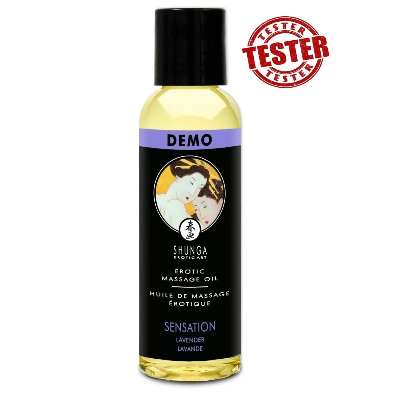 Ulei de Masaj Shunga Sensation Lavanda 60ml, sticla cu eticheta Tester