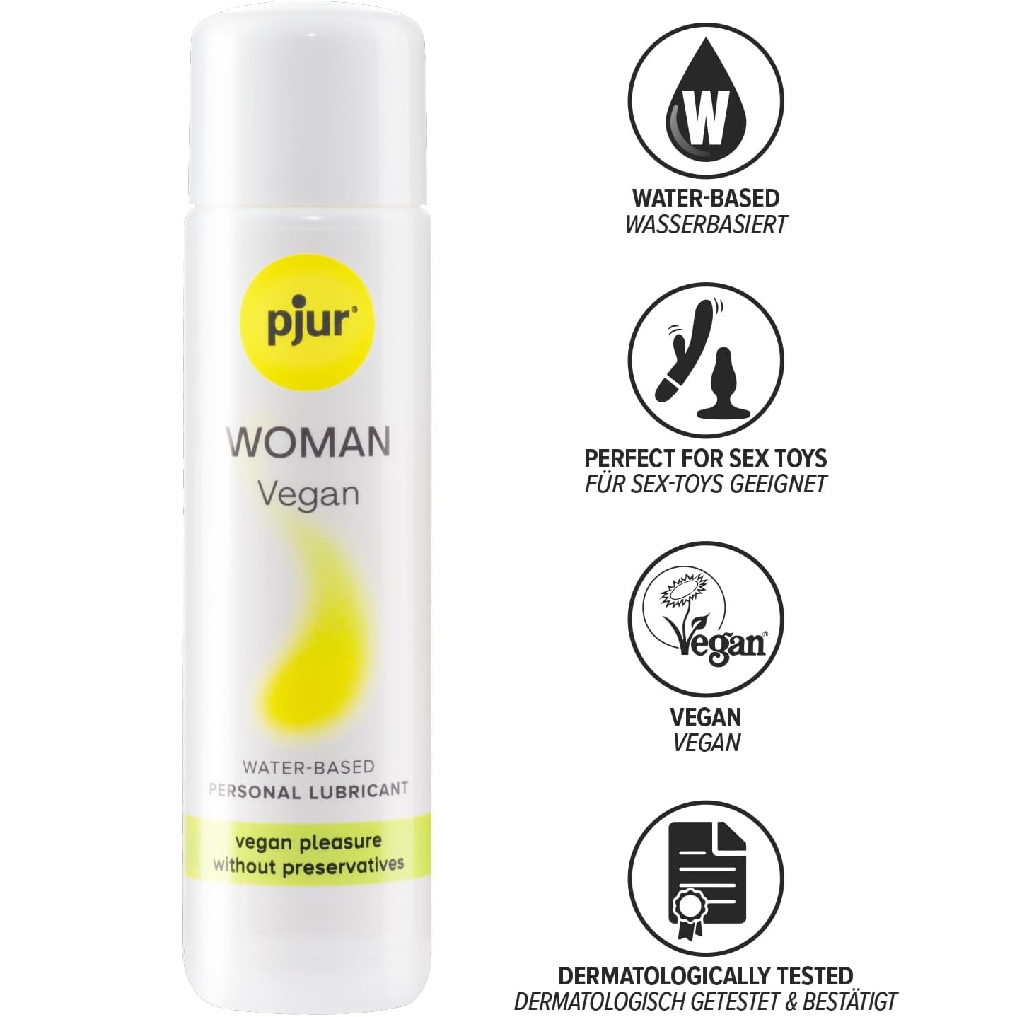 Pjur Woman Vegan 100ml tabel tehnic volum baza apa certificare vegan mod aplicare EAN
