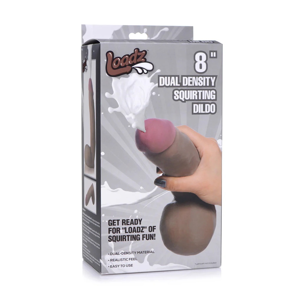 Dildo cu ejaculare Loadz Squirting Chocolate 8 inch, cutia originala dual density