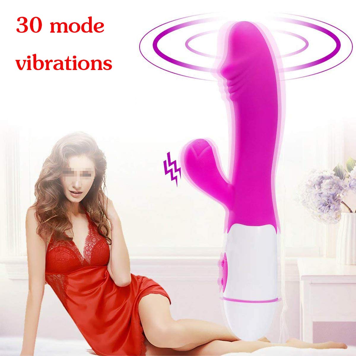 Vibrator rabbit Snappy Pink dubla stimulare 30 functii vibratie Pretty Love