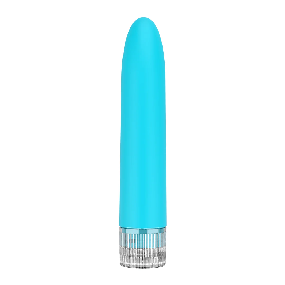 Vibrator Luminous Eleni turcoaz, cutia originala din colectia Neon alaturi de produs