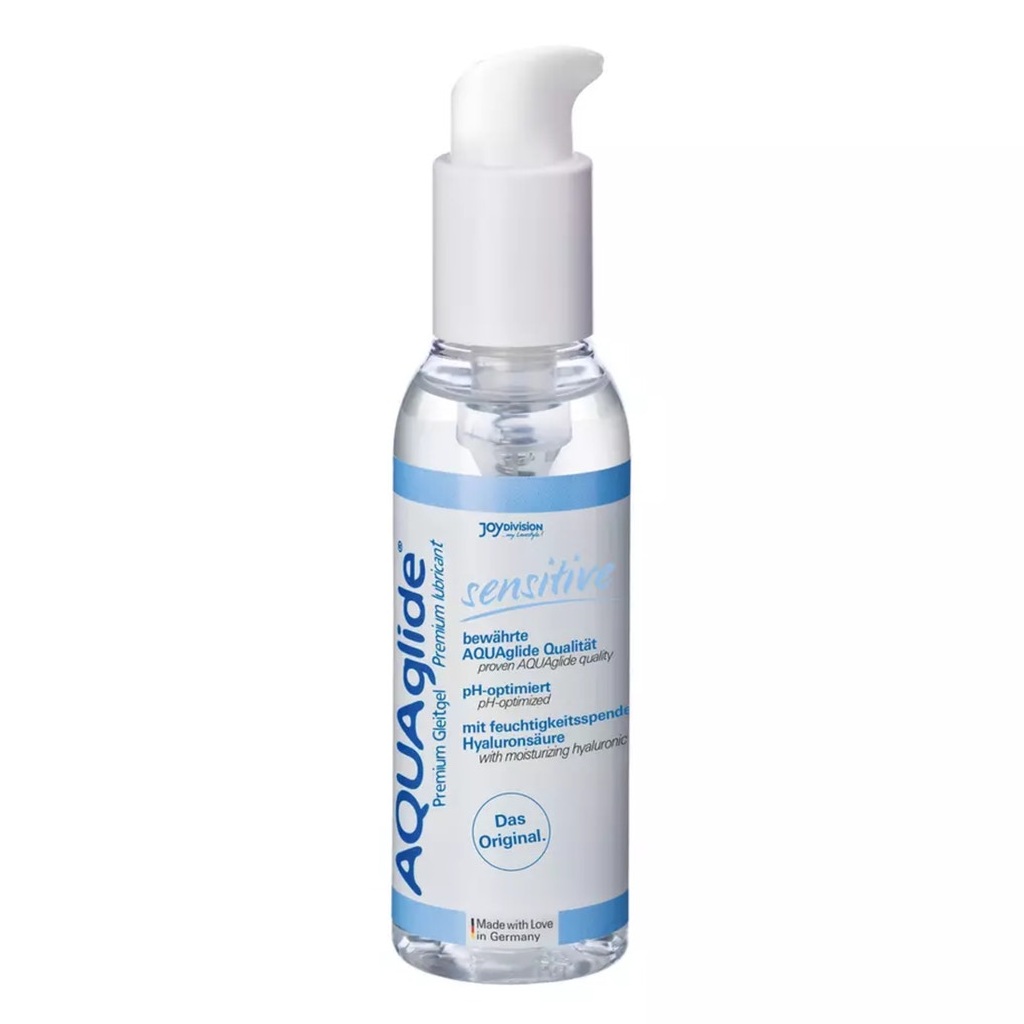 Lubrifiant JoyDivision AQUAglide Sensitive 125ml sticla acid hialuronic fara glicerina parabeni vegan pH optim Germania