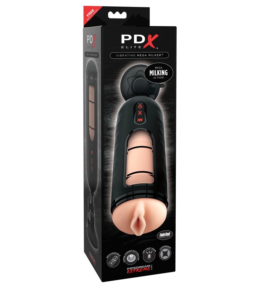 masturbator PDX Elite Vibrating Mega Milker natural vedere frontala compression technology