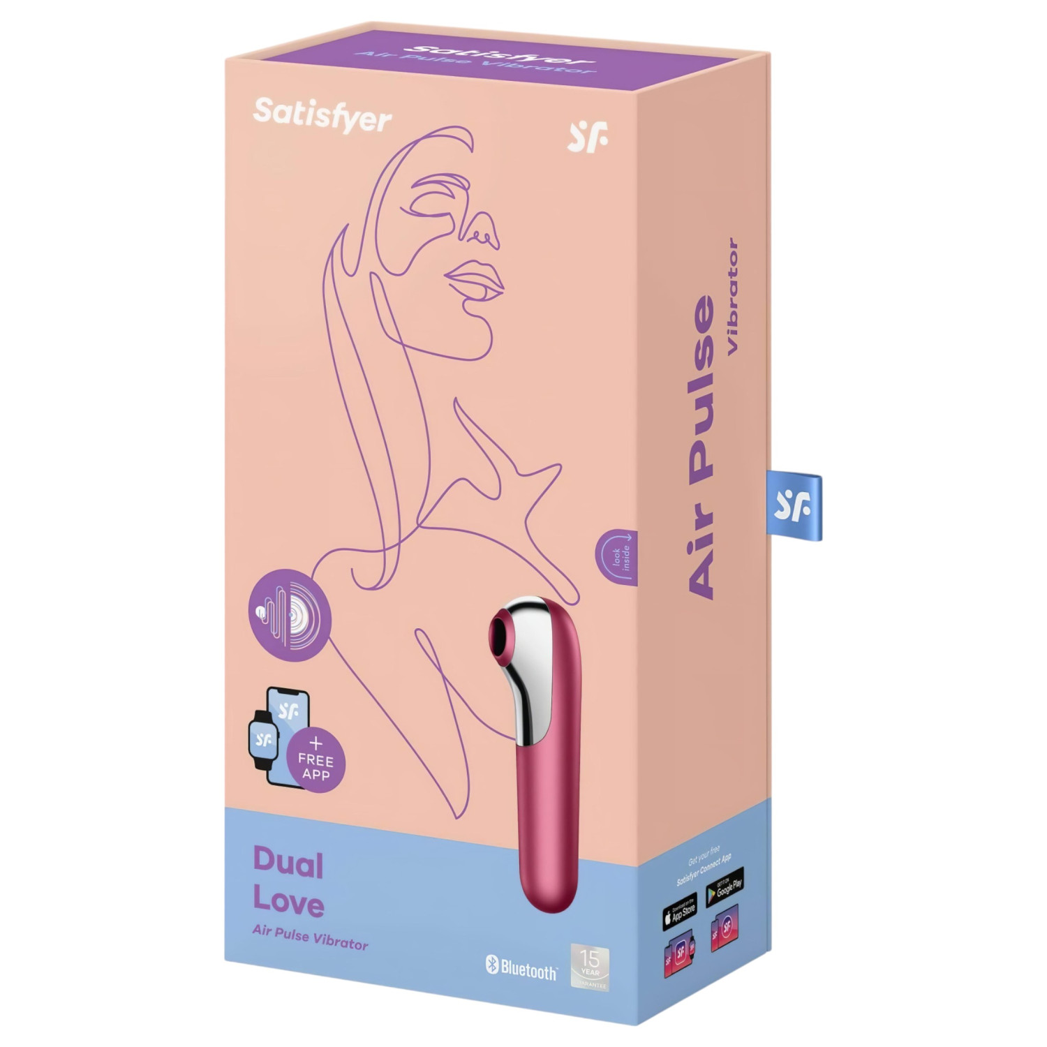 Satisfyer Dual Love, cutie Air Pulse Vibrator rosu, aplicatie gratuita si premiu CES Innovation Award 2021