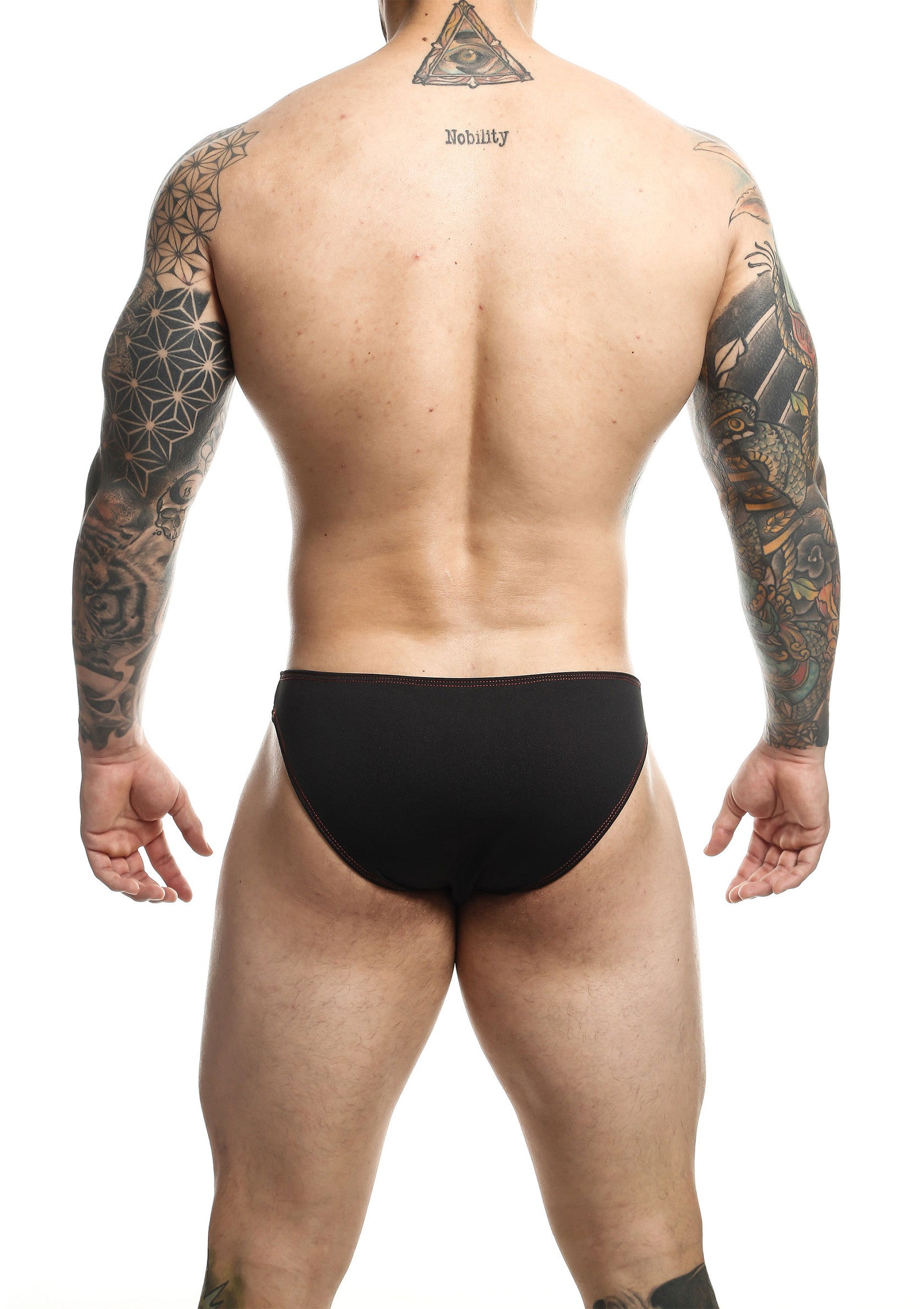 Slip barbatesc MOB Toucan negru, vedere din spate, croi tanga