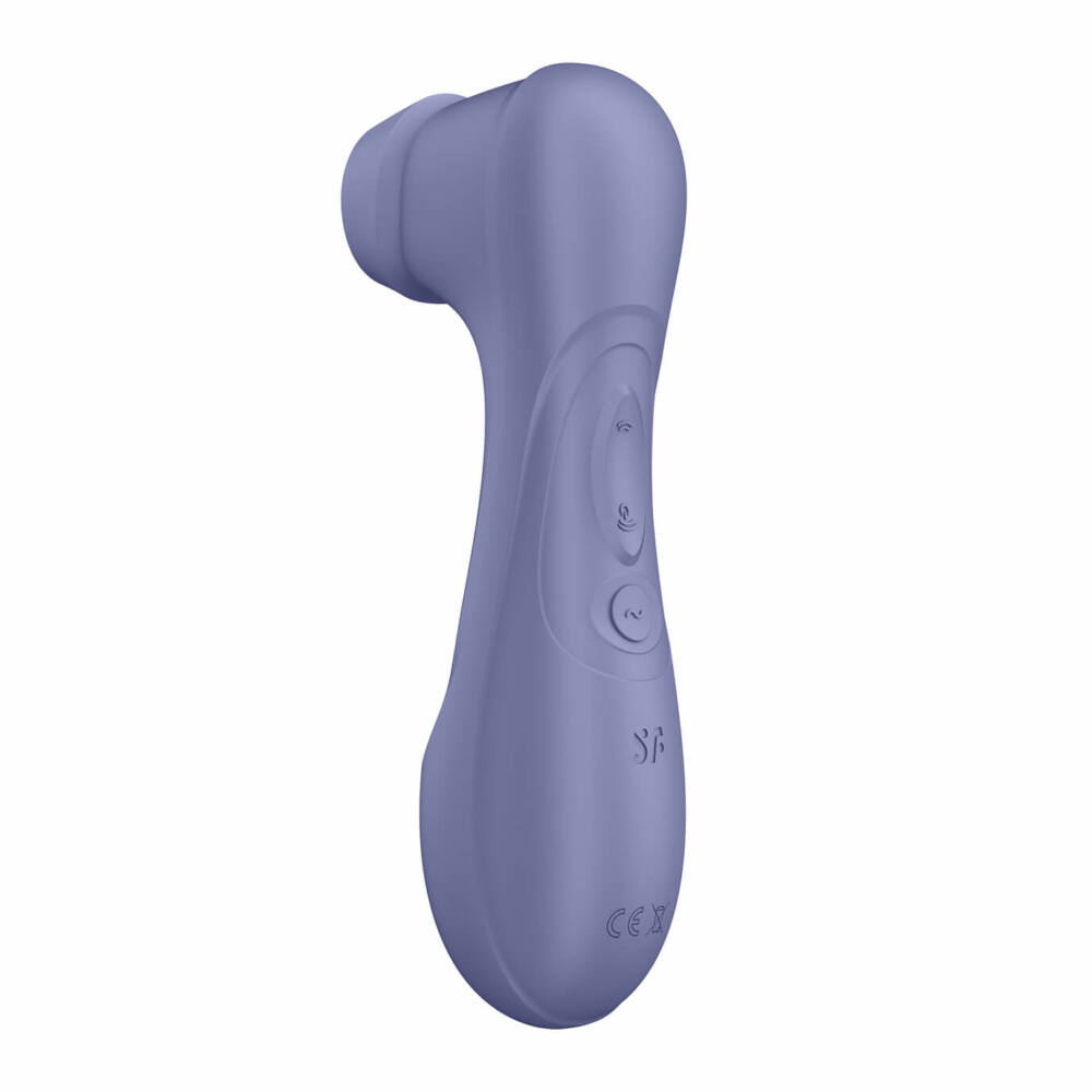 Stimulatorul Satisfyer Pro 2 Gen 3 in nuanta lila, vazut din profil, cu capacul de silicon la varf