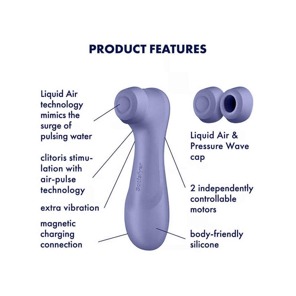 Caracteristicile Satisfyer Pro 2 Gen 3: tehnologie Liquid Air, stimulare air pulse, doua motoare independente, silicon body-friendly