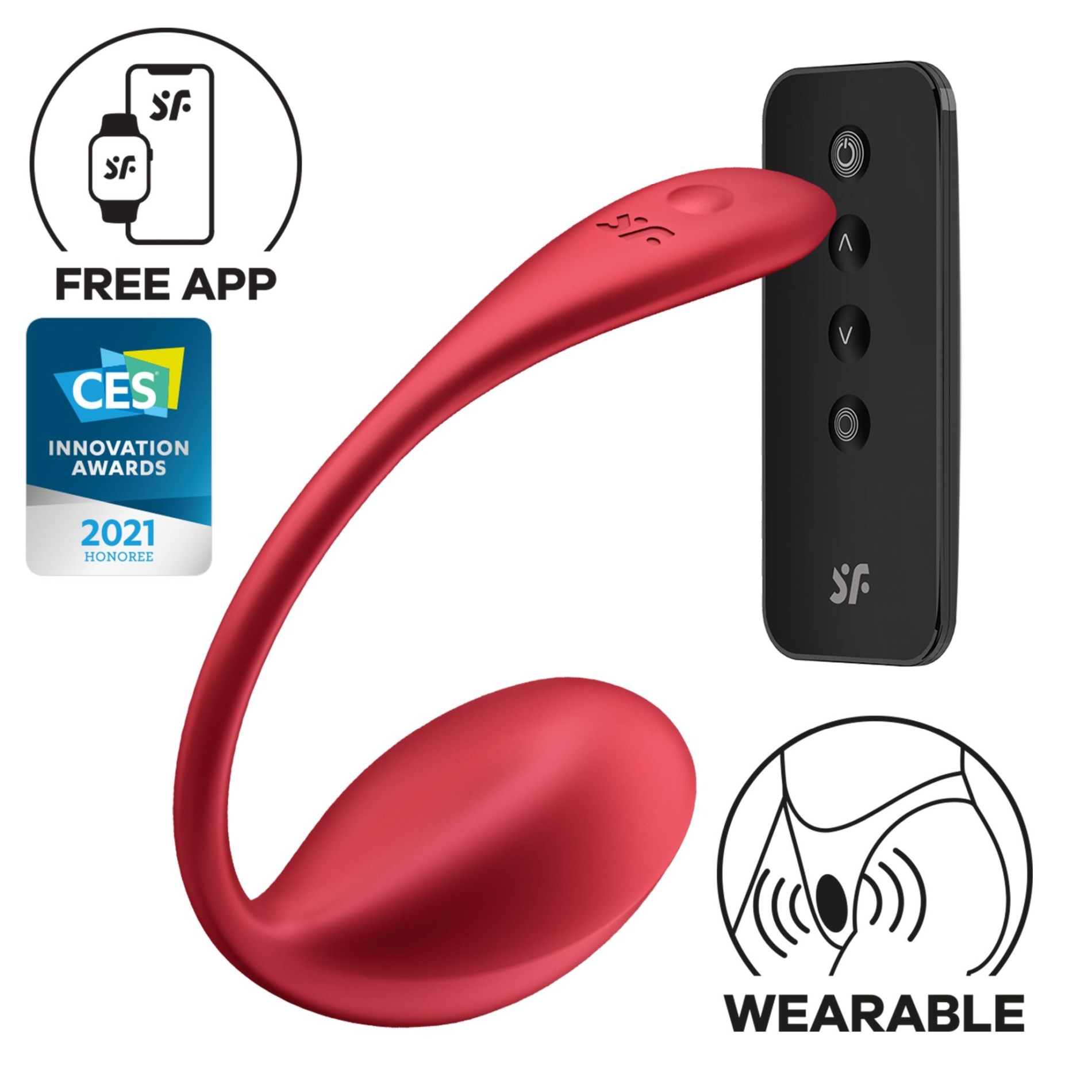 Vibratorul Satisfyer Shiny Petal se poate purta datorita manerului plat si formei ergonomice