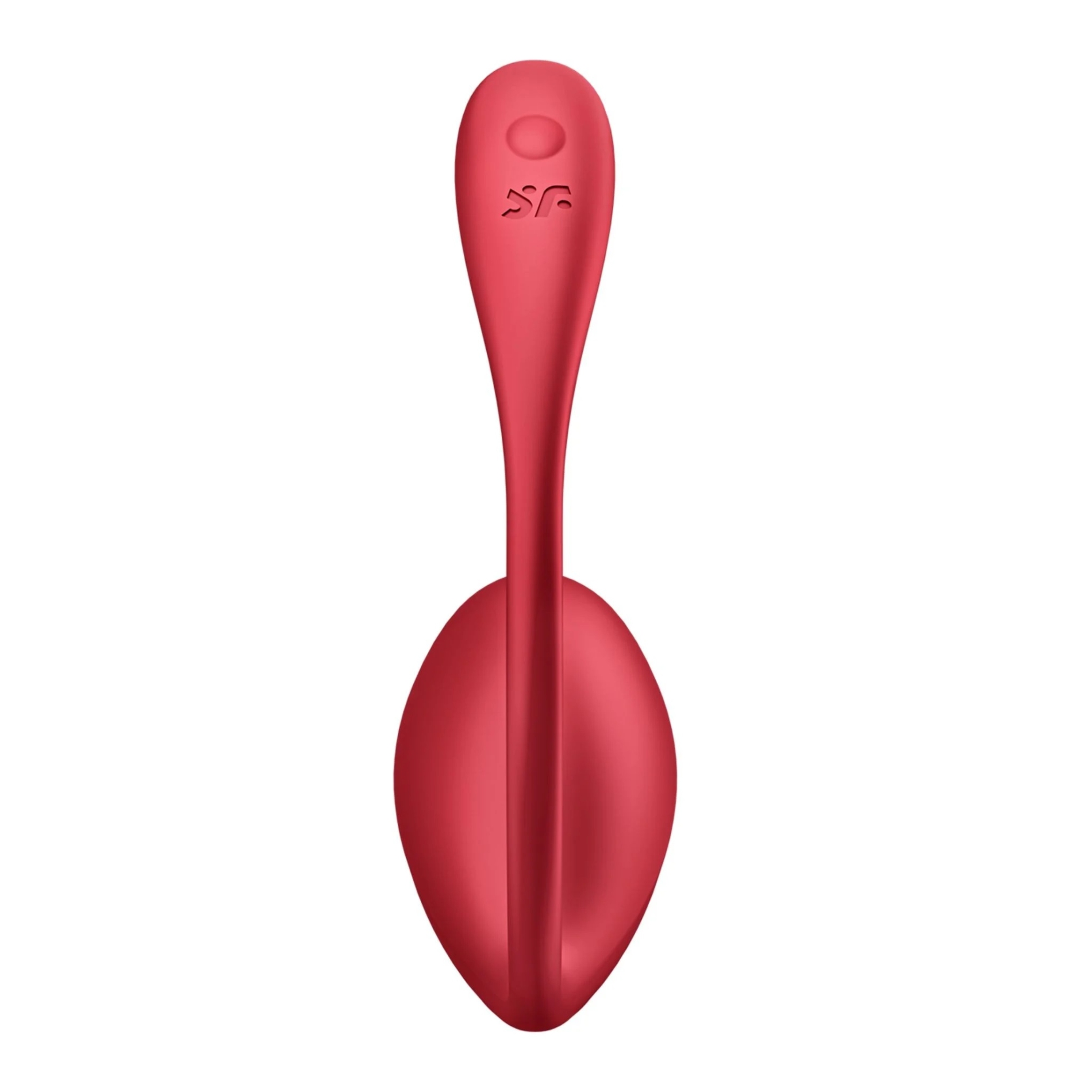 Vibrator Satisfyer Shiny Petal rosu, forma curbata cu tija ovala neteda si cap rotunjit