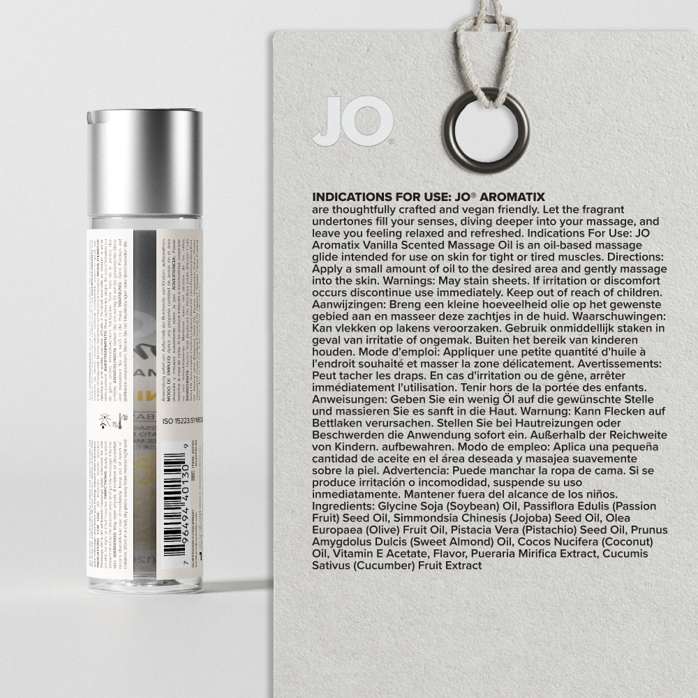 JO Aromatix Vanilie ingrediente ulei soia cocos masline jojoba Vitamina E fara parabeni