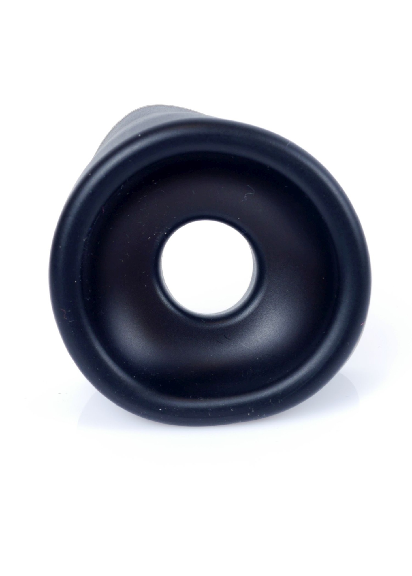 Garnitura neagra pentru pompa penis, vedere din fata, cu orificiul central rotund