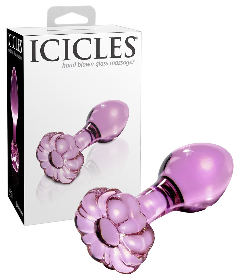 Dop Anal Sticla Icicles No 48 Roz vedere frontala margele baza florala Pipedream