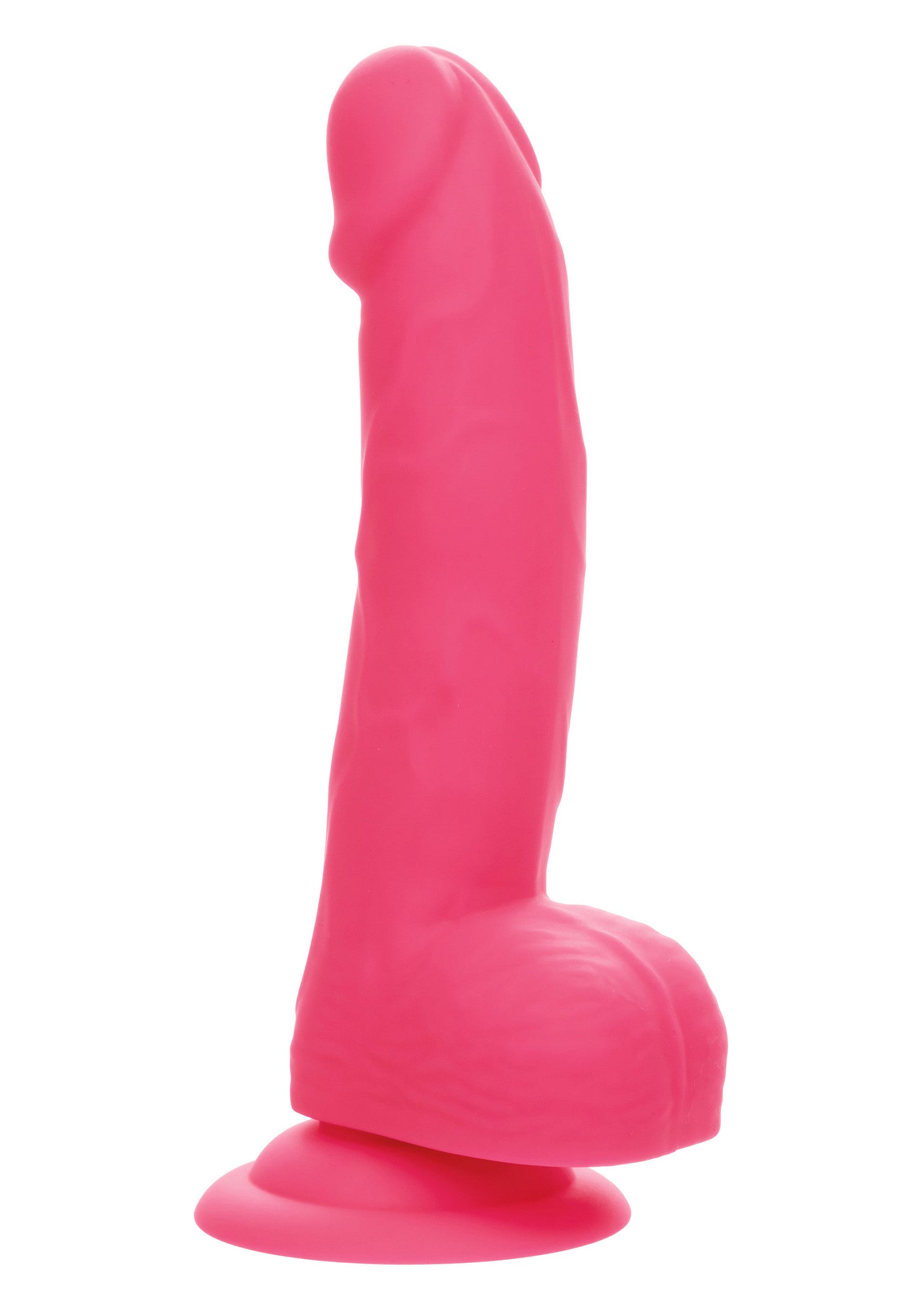 Dildo CalExotics Neon Silicone Studs roz, silicon mat, baza ventuza