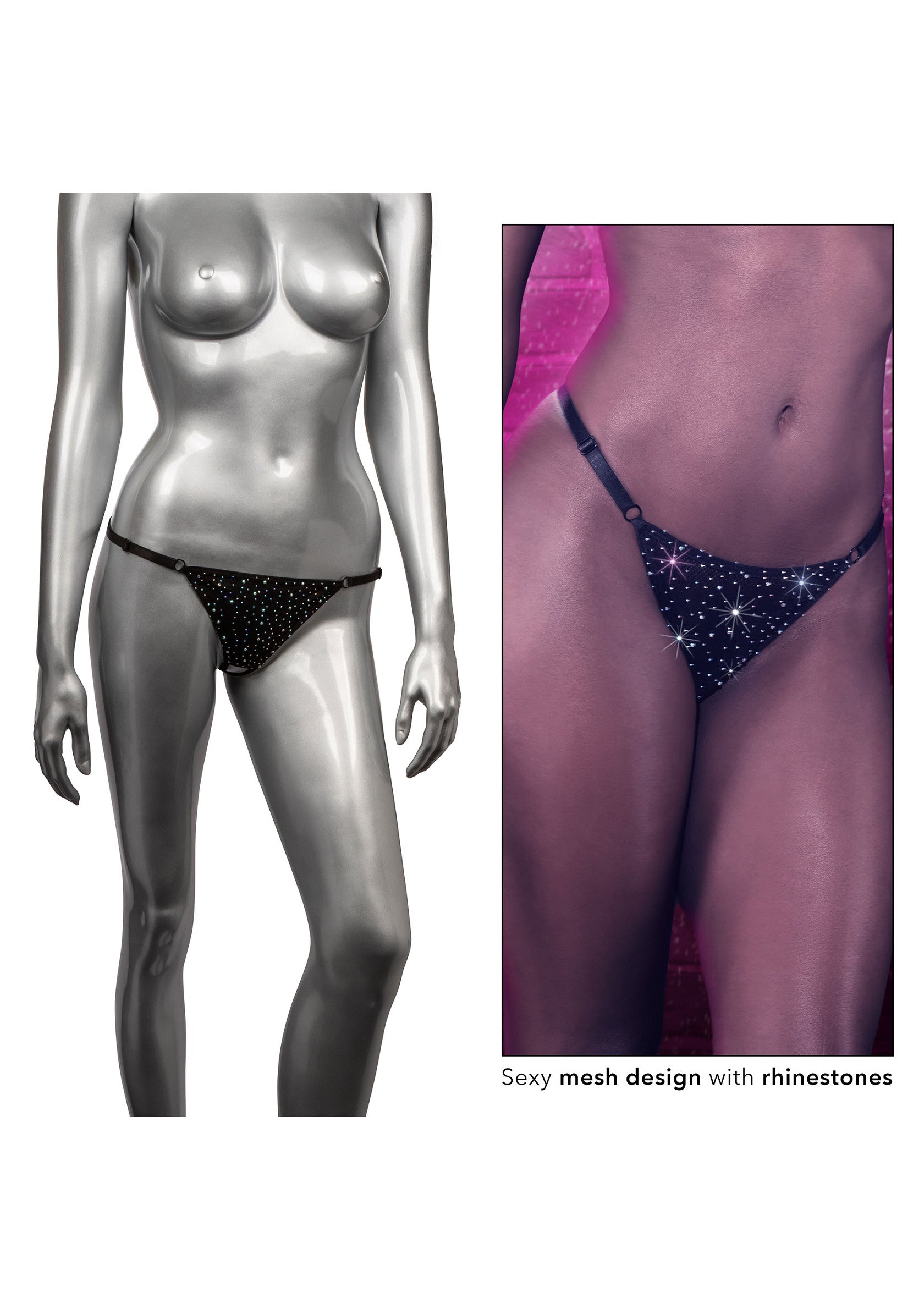 CalExotics Crotchless Thong Negru - detalii decupaj