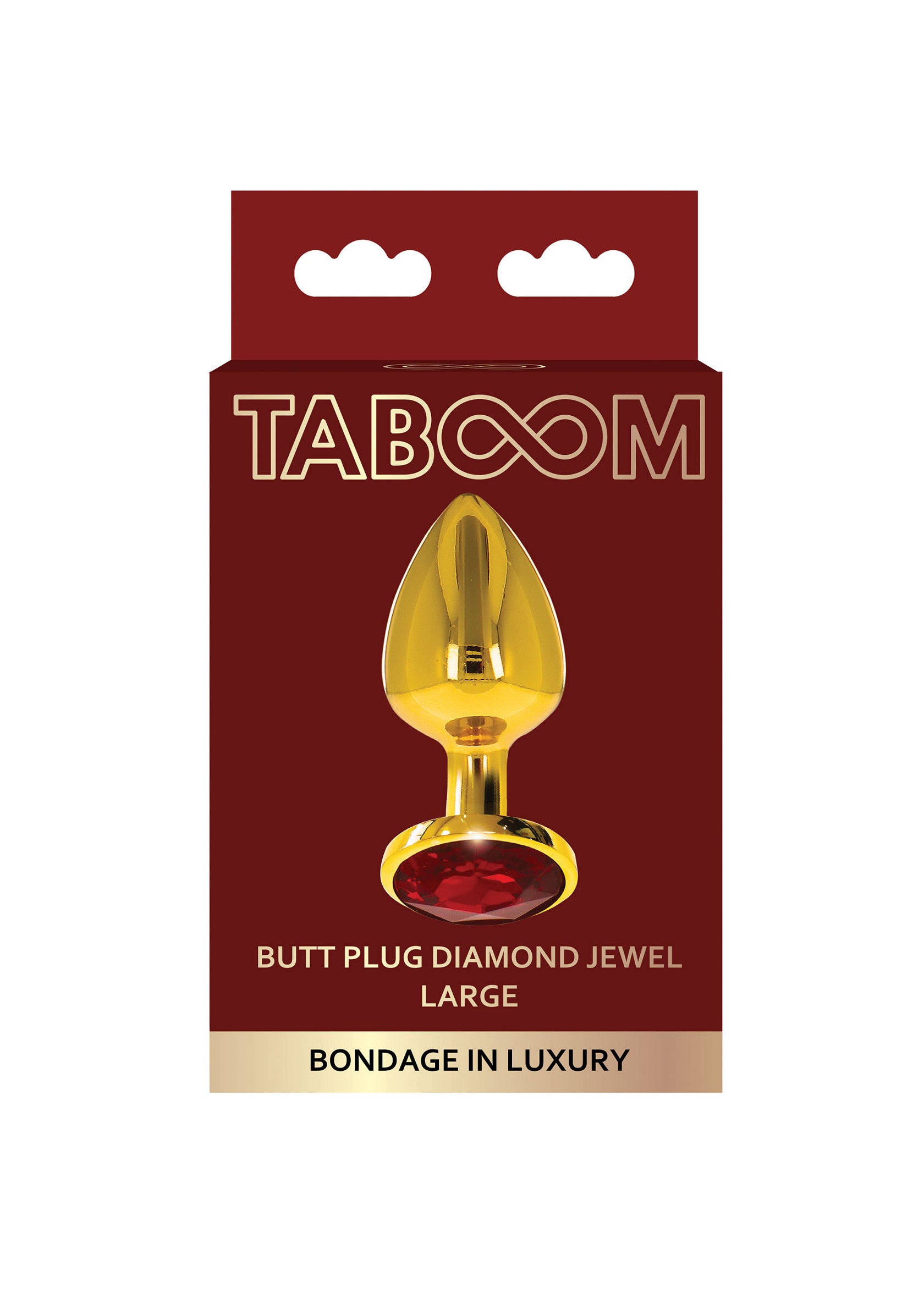 Plug anal Taboom Diamond Jewel auriu, vedere laterala cu baza de siguranta