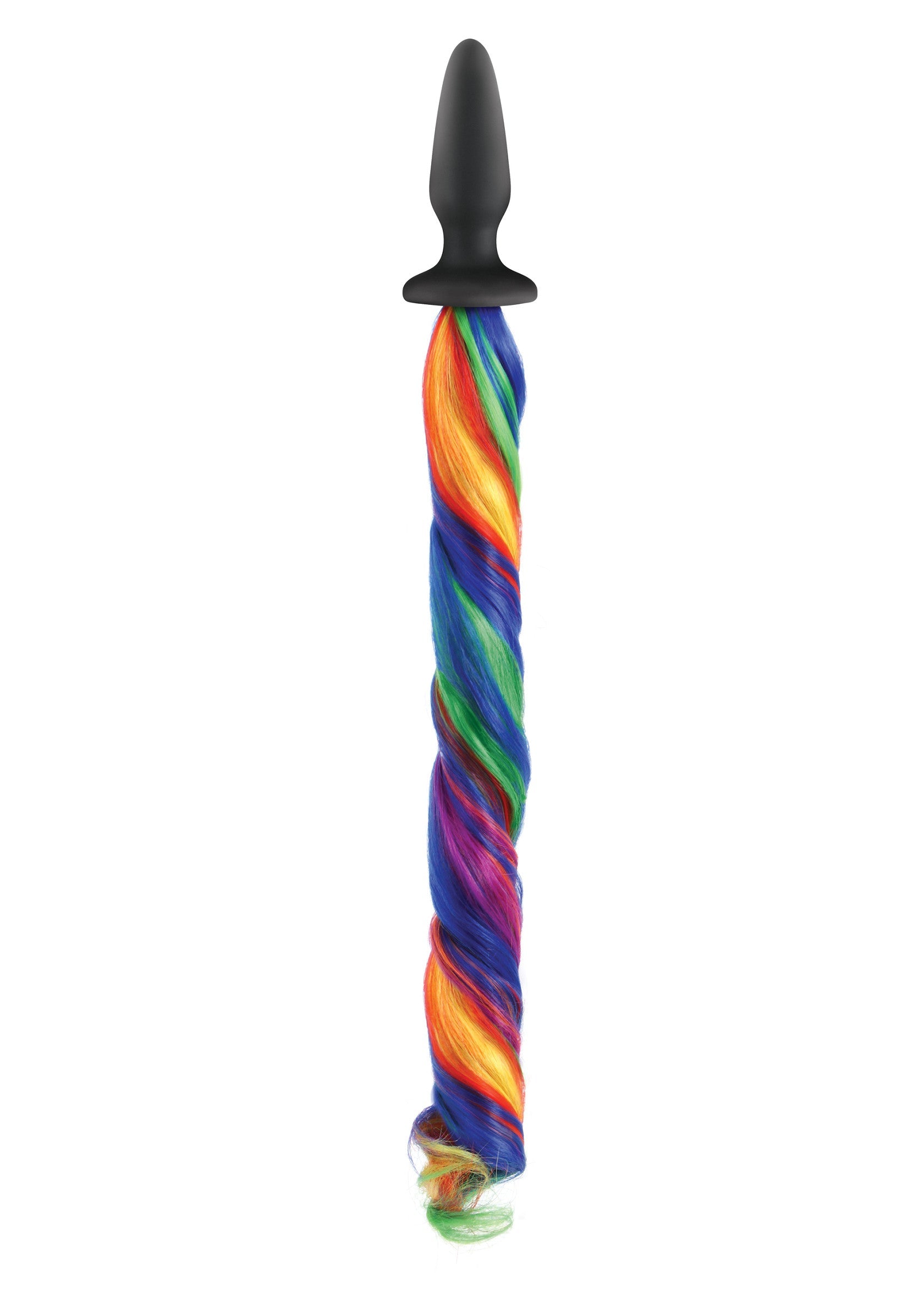 Plug anal NS Novelties Unicorn Tails cu coada multicolora, corp negru silicon