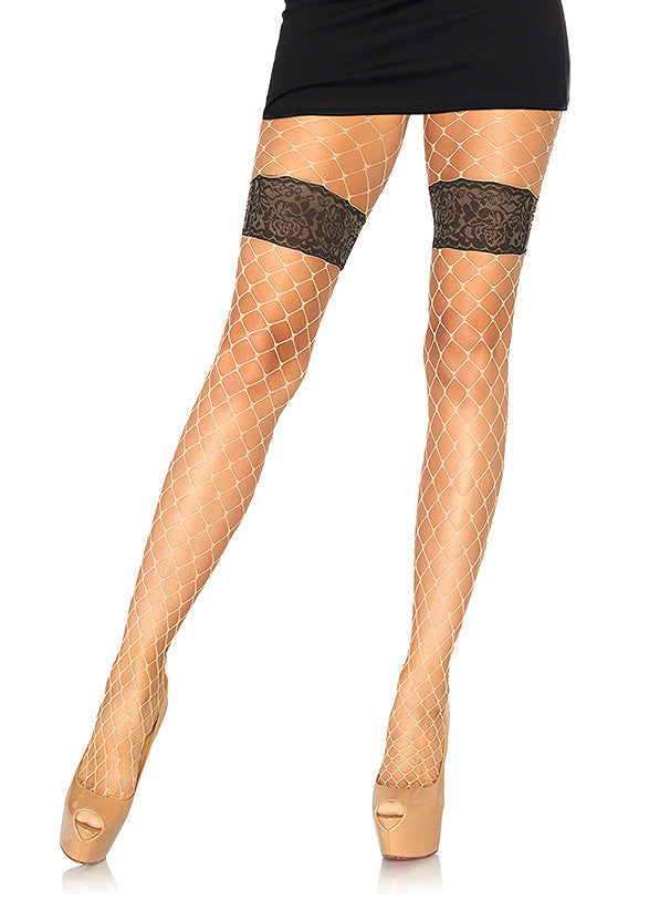 Dresuri Leg Avenue Diamond Net Pantyhose Floral Natural