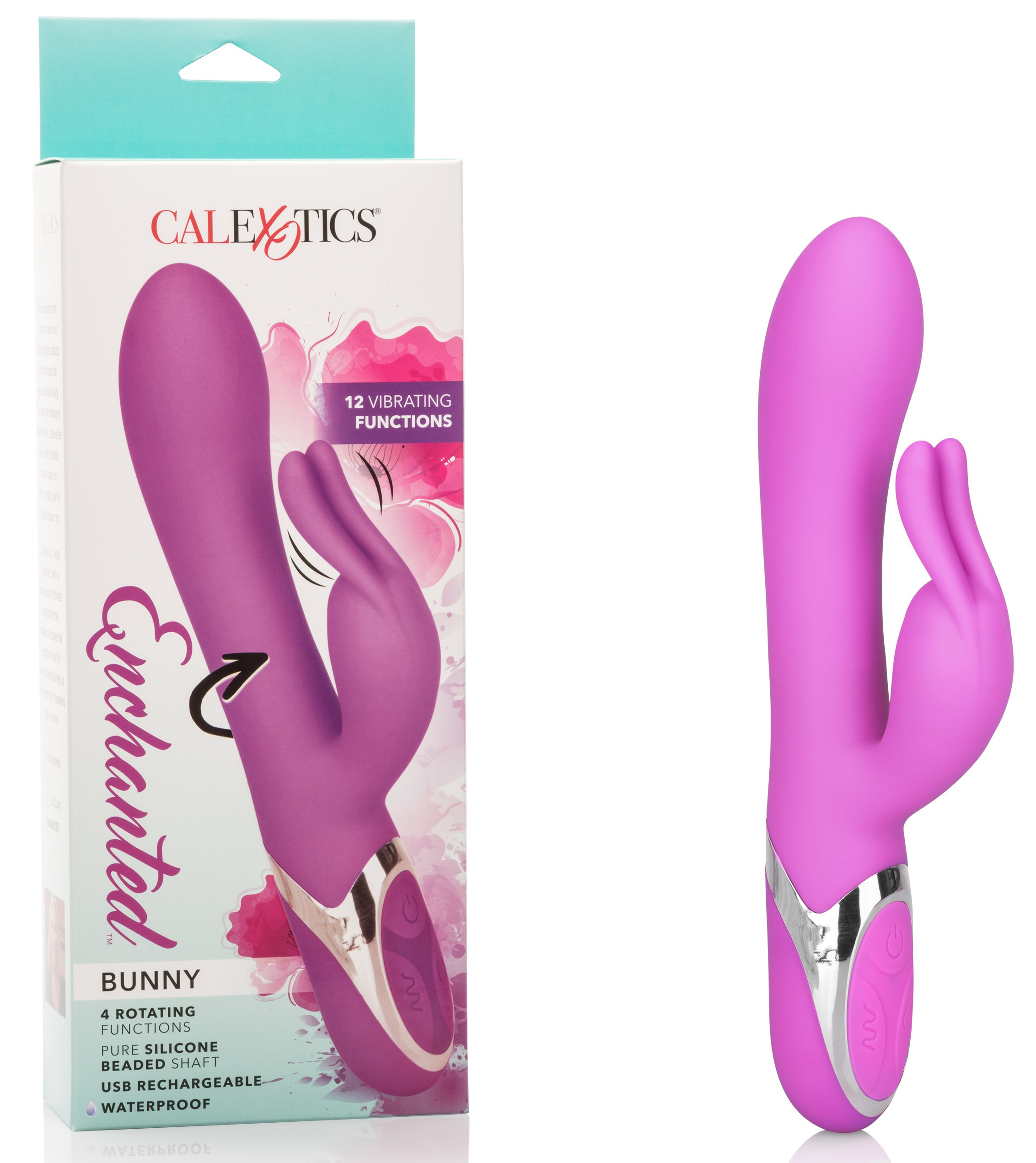 Caracteristici principale Vibrator Enchanted Bunny CalExotics: margele non-jamming, rotatie, vibratie, impermeabil