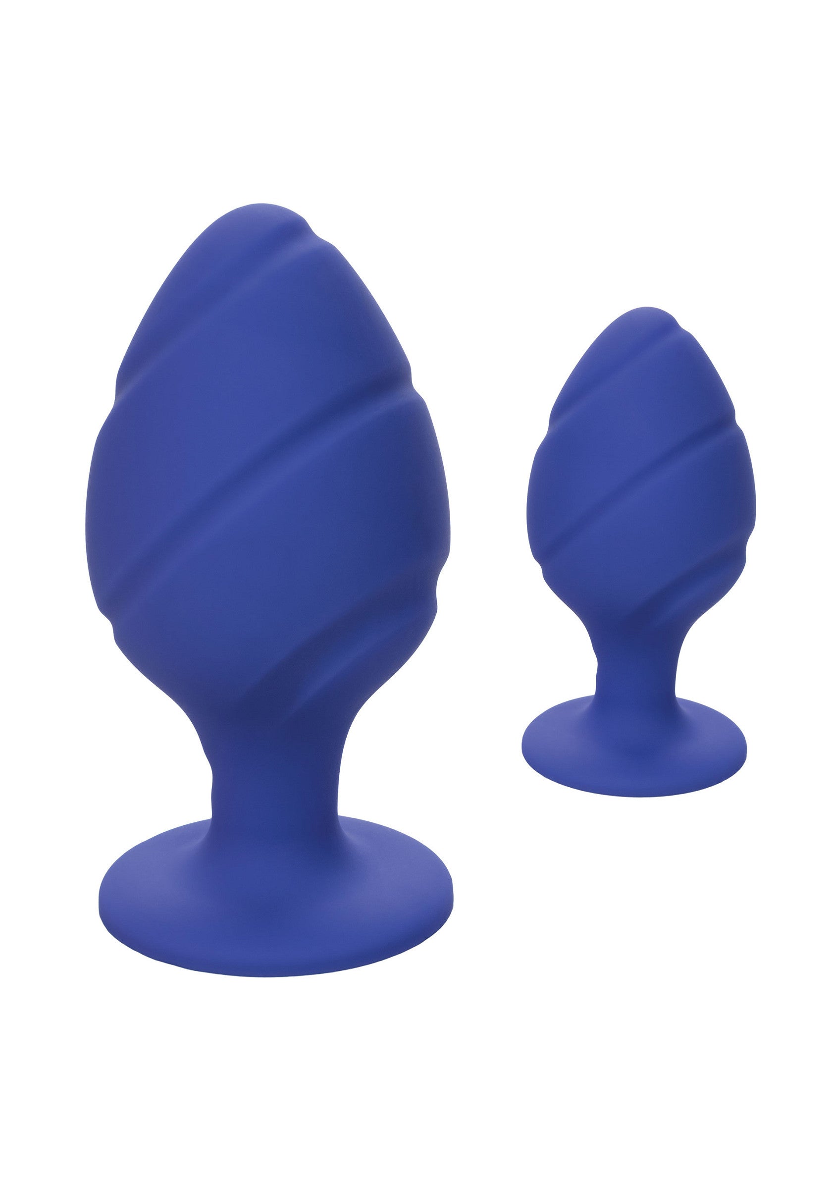 Set plug anal CalExotics Cheeky albastru-indigo, doua marimi, design in relief