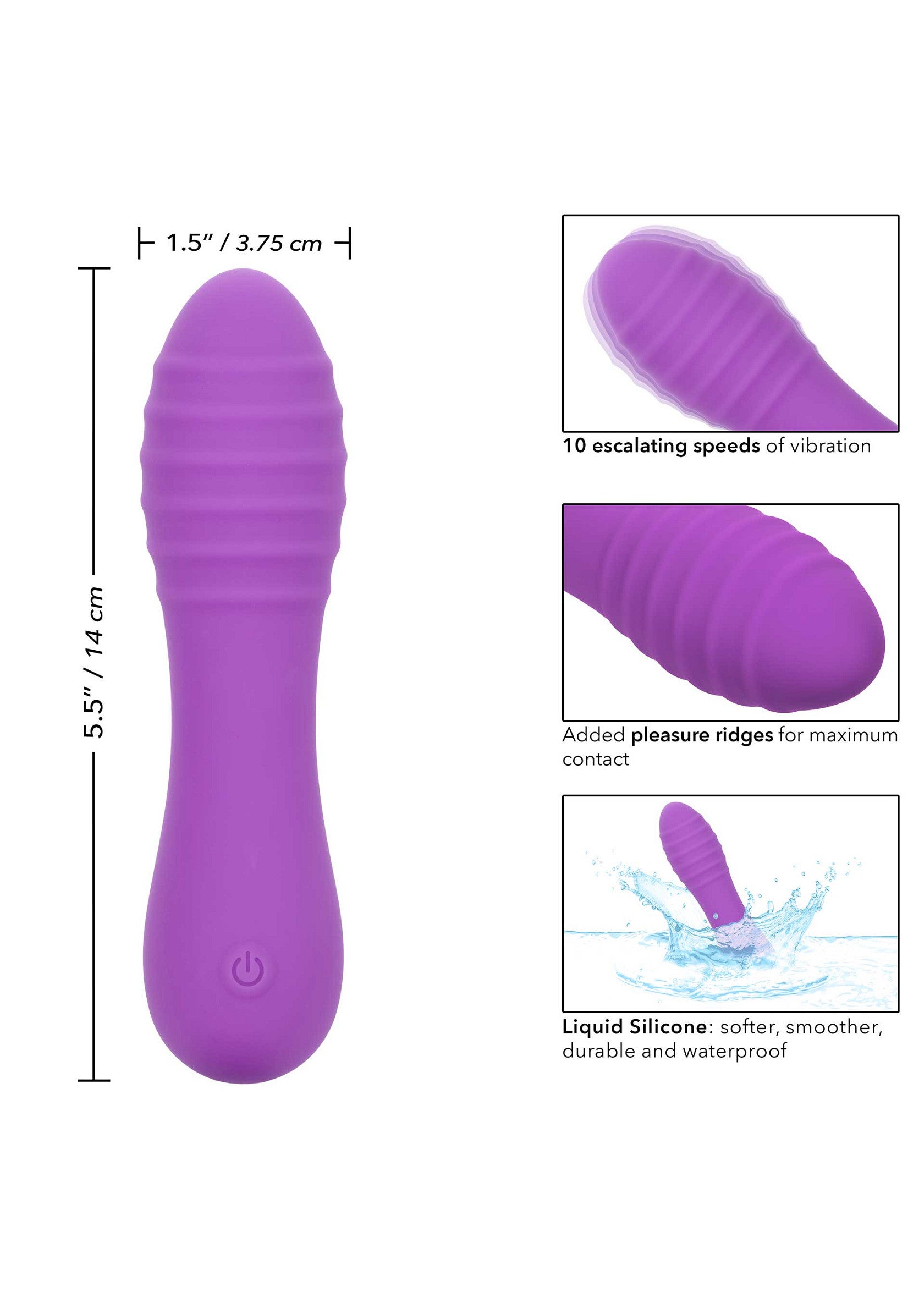 Vibrator Anal CalExotics Bliss Ripple Violet - dimensiuni si specificatii