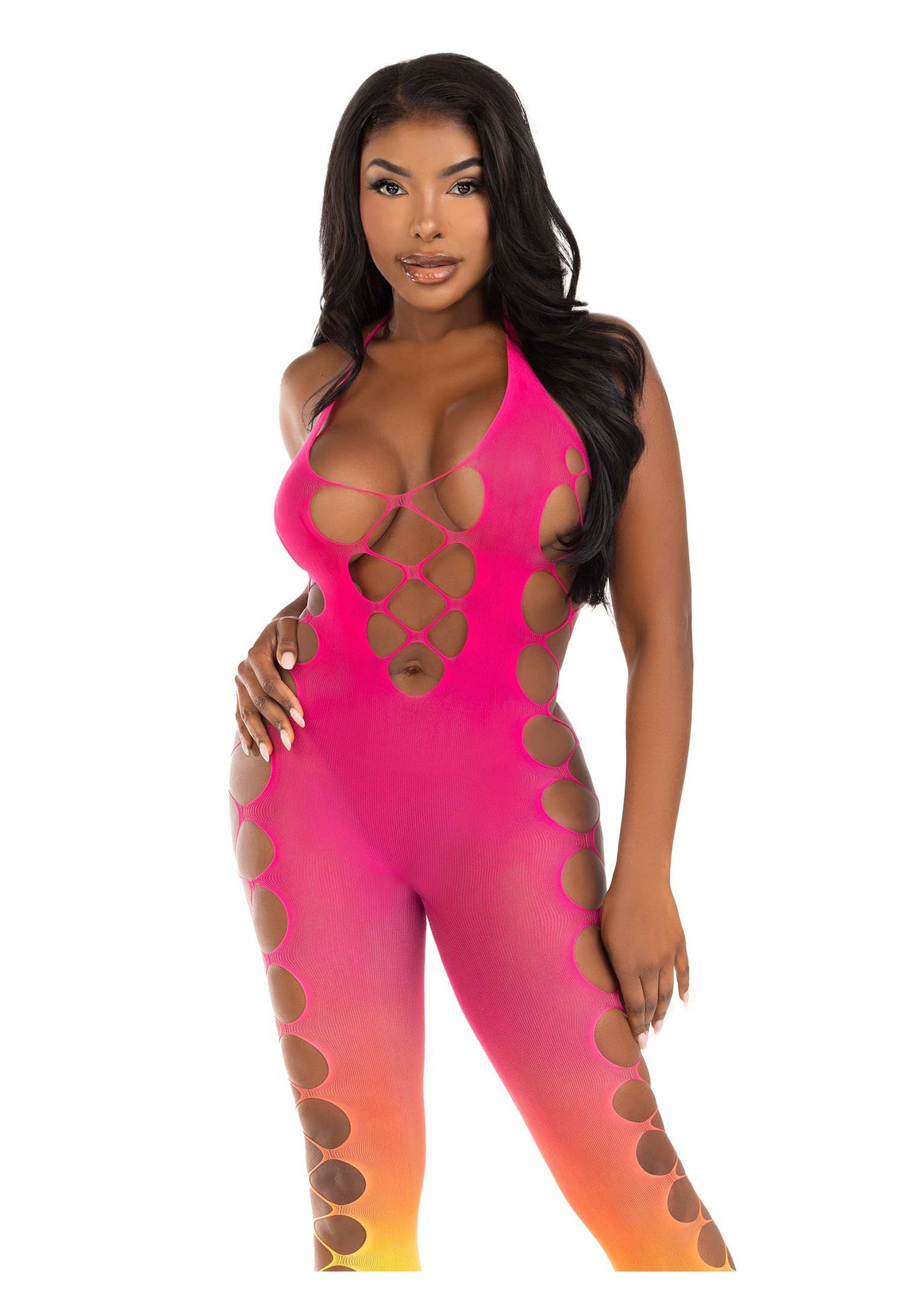 Bodystocking Leg Avenue Ombre Faux Lace Up Footless Roz