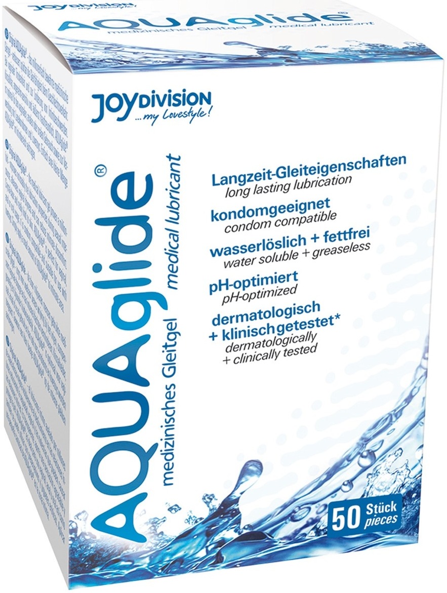 Cutie 50 plicuri JoyDivision AQUAglide Original 3ml 150ml total formula medicala food grade pH neutru vegan EAN 4028403117299
