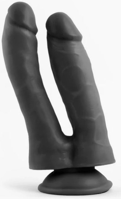 Dildo dublu VSCNOVELTY negru 18.5cm doua dildo unite baza ventuza penetrare vaginala anala