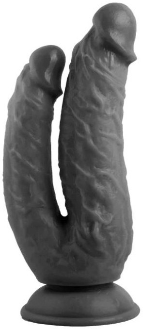 Dildo dublu VSCNOVELTY negru 21cm doua capete realiste penetrare dubla simultana