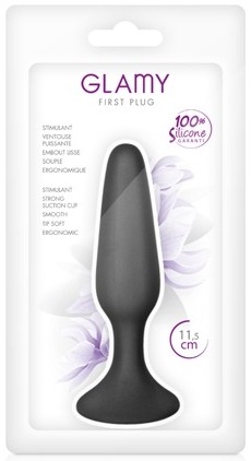 Plug anal GLAMY mic silicon negru vedere fata