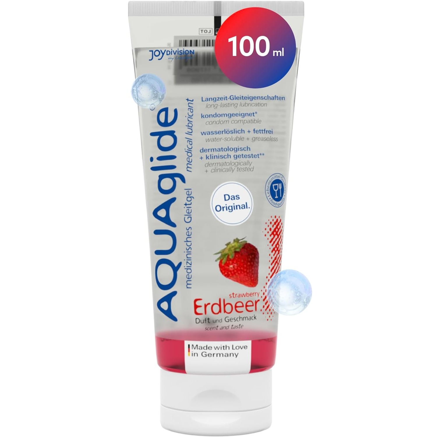 AQUAglide Capsuni 100ml JoyDivision flacon lubrifiant aromat food grade capsuni proaspete oral vaginal