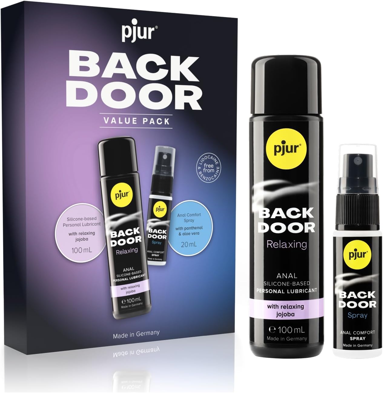 Pjur Back Door Value Pack set lubrifiant silicon 100ml spray relaxare 20ml sex anal jojoba pantenol aloe vera