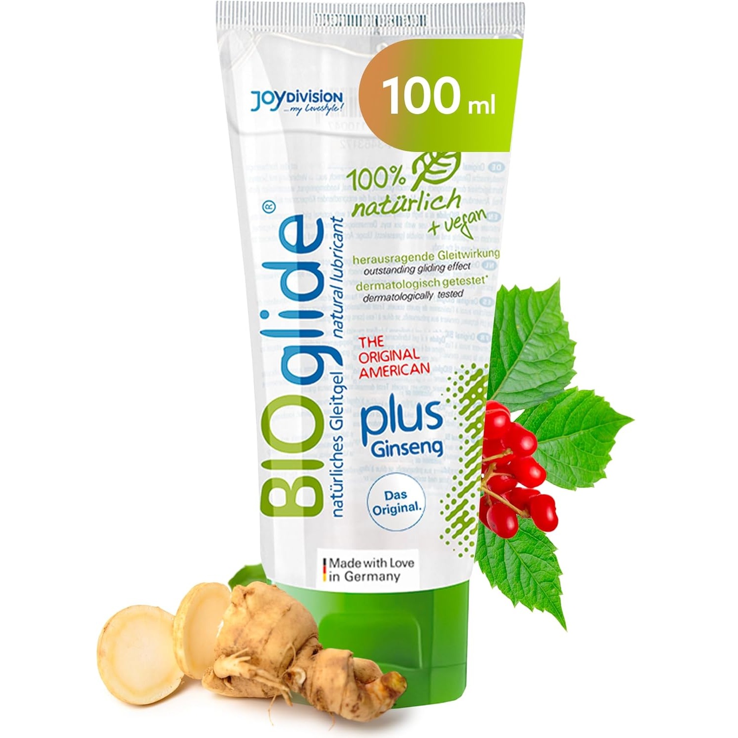 BIOglide Plus Ginseng JoyDivision 100ml lubrifiant natural vegan BDiH certificat ginseng stimulare senzualitate Germania