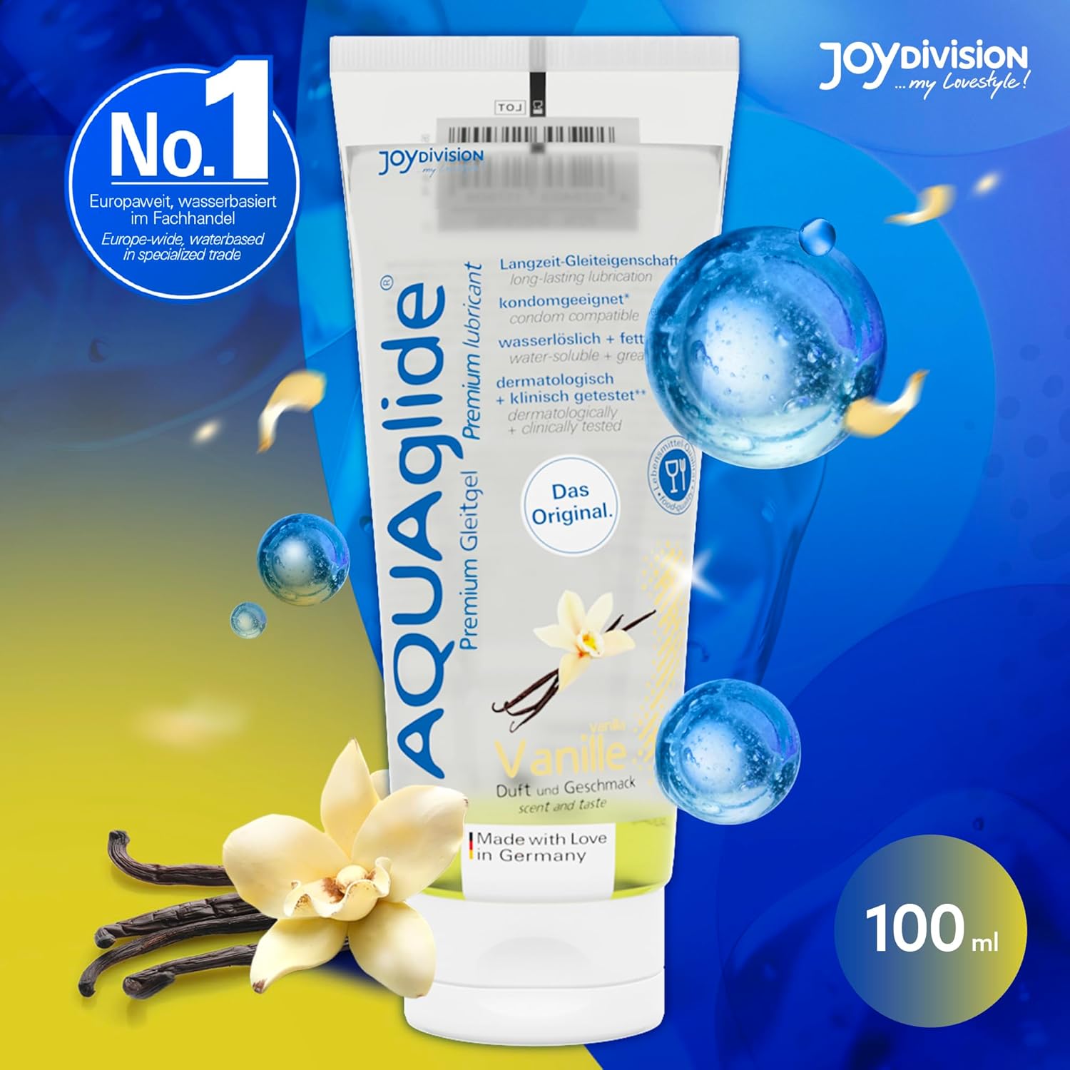 AQUAglide Vanilie JoyDivision 100ml lubrifiant aromat pe baza de apa sex oral vaginal anal compatibil silicon