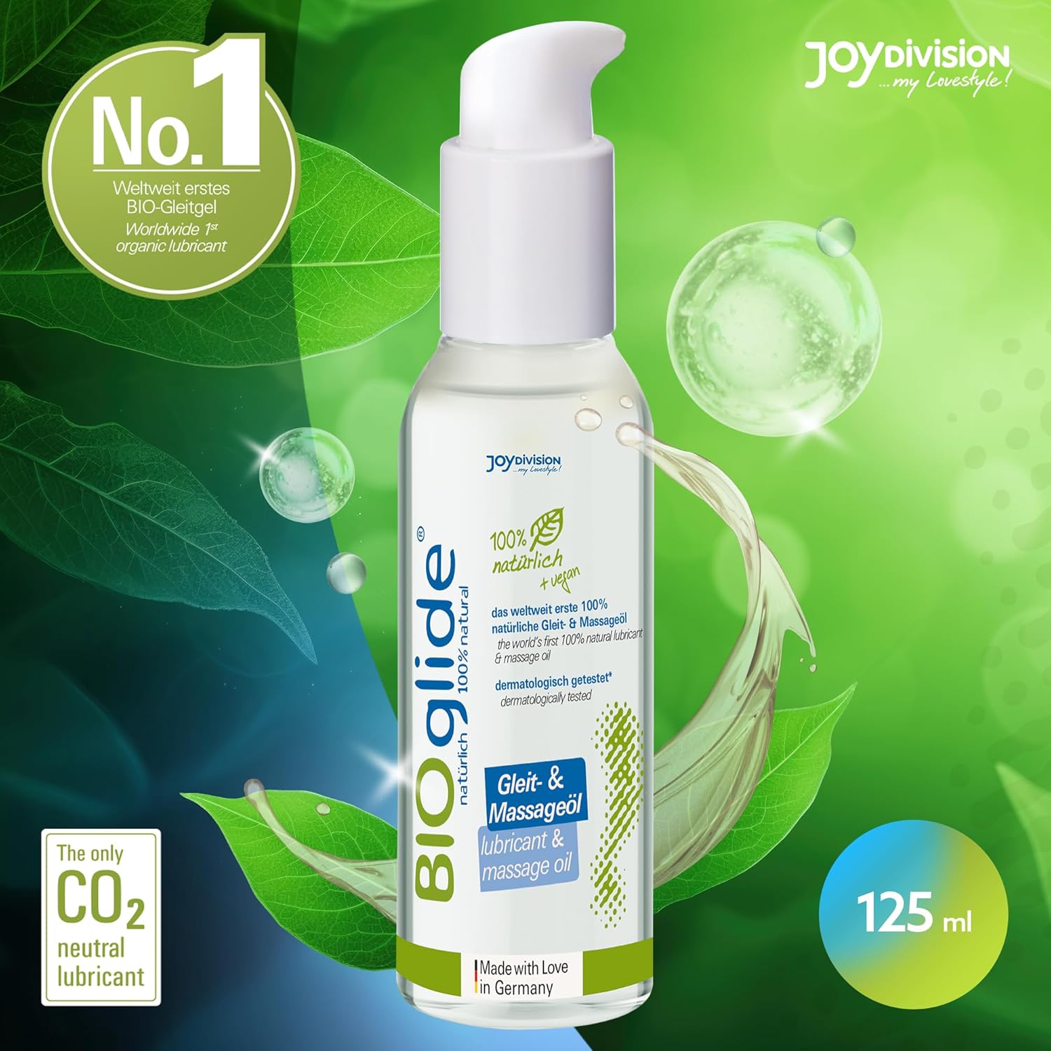 BIOglide masaj intim JoyDivision CO2-neutru BDiH 25 ani calitate pH echilibrat compatibil prezervative jucarii sexuale