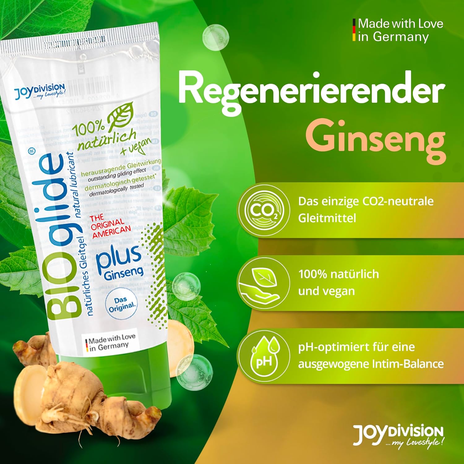 BIOglide Plus Ginseng JoyDivision specificatii INCI ingrediente certificare BDiH compatibilitate prezervative 100ml