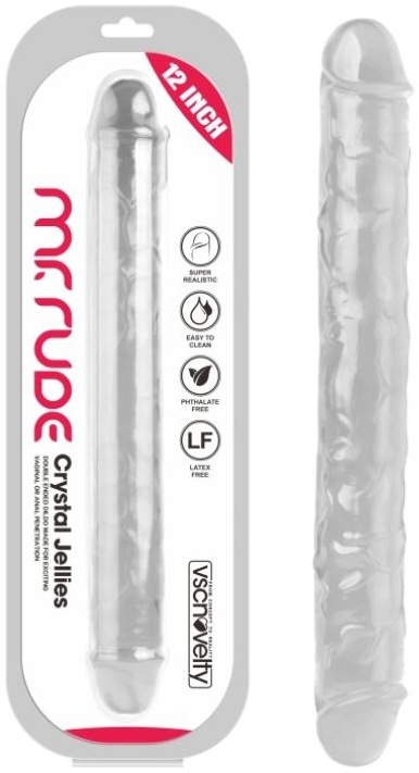 Dildo dublu transparent VSCNOVELTY Crystal Jellies Clear TPE 30.5cm doua capete